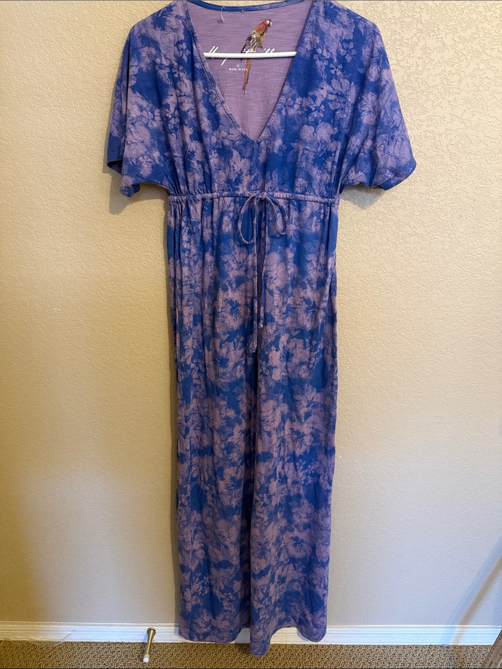 Margaritaville Blue & Lilac Tie-Dye Floral Maxi Dress Size Small USA Made